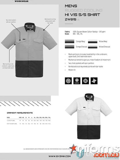 Syzmic Men’s Rugged Vis Short Sleeve Work Shirt for safety and work comfort