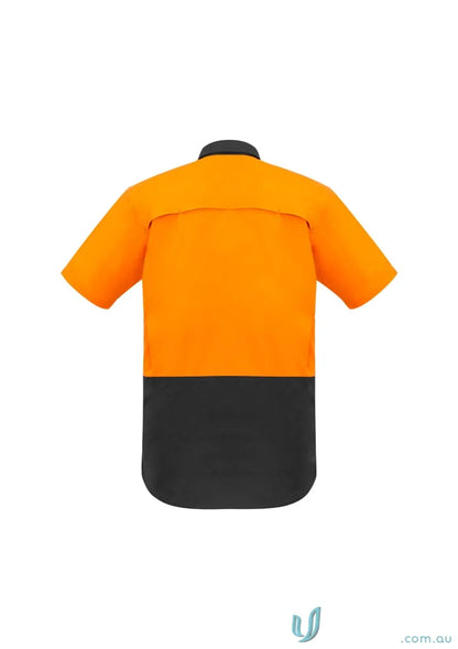 Orange and black Syzmik Men’s Rugged Vis Short Sleeve Shirt for work or outdoor wear