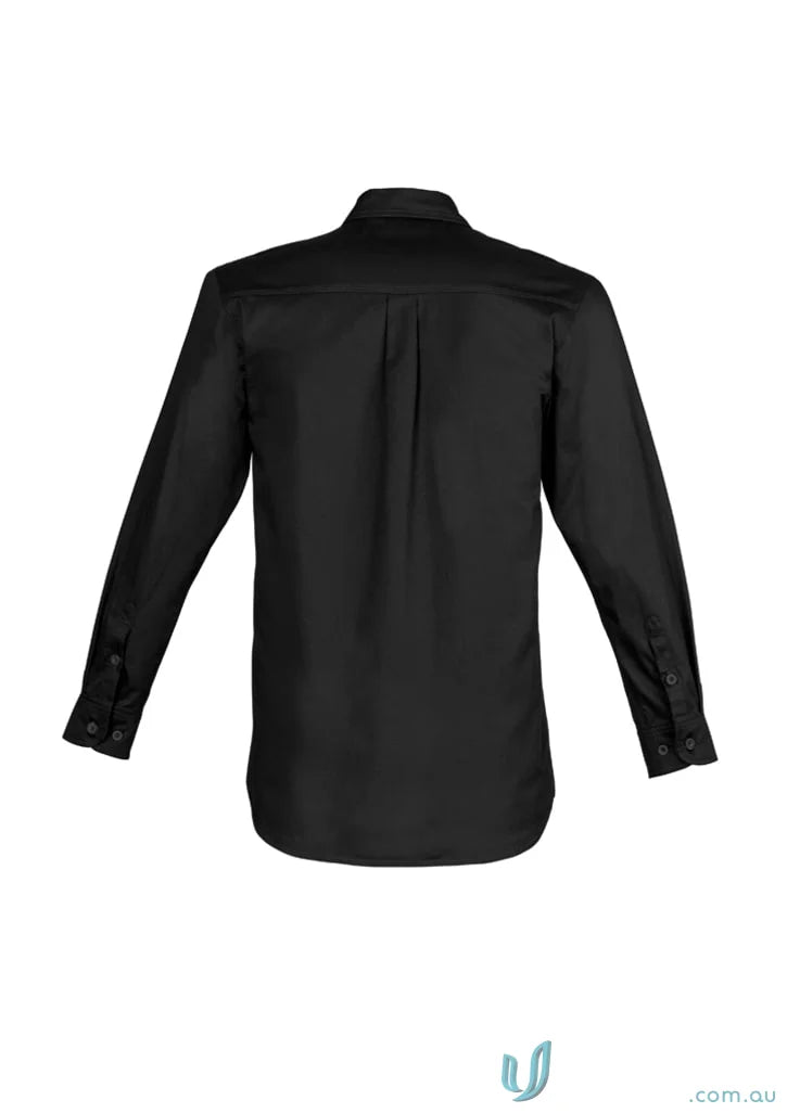 Syzmic men’s lightweight tradie long sleeve cotton twill shirt in black