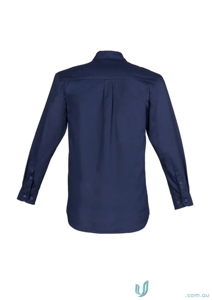 Navy blue Syzmik men’s lightweight tradie long sleeve cotton twill shirt