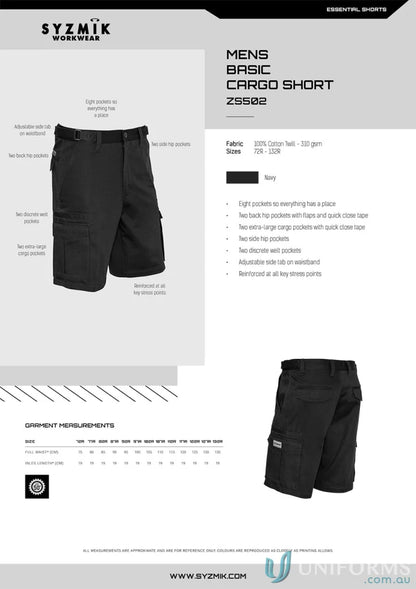 Syzmic Mens Basic Cargo Shorts for men, comfy cargo shorts casual wear
