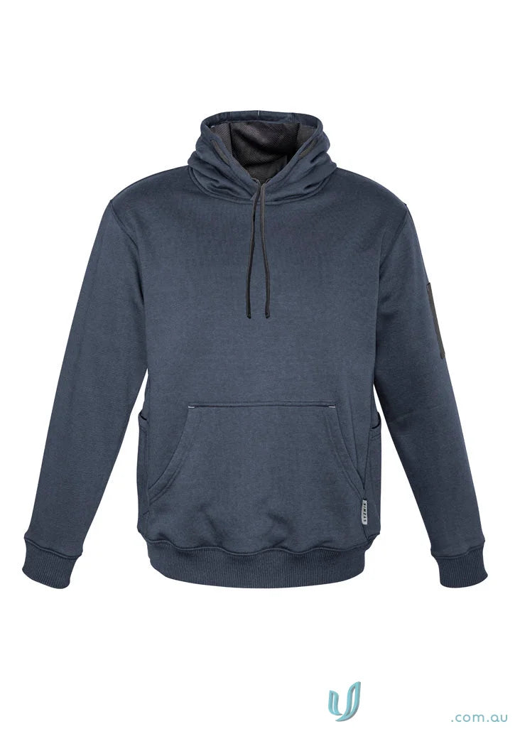 Gray hooded sweatshirt from Syzmik Multi-Pocket Hoodie with reinforced stress points and soft fleece lining