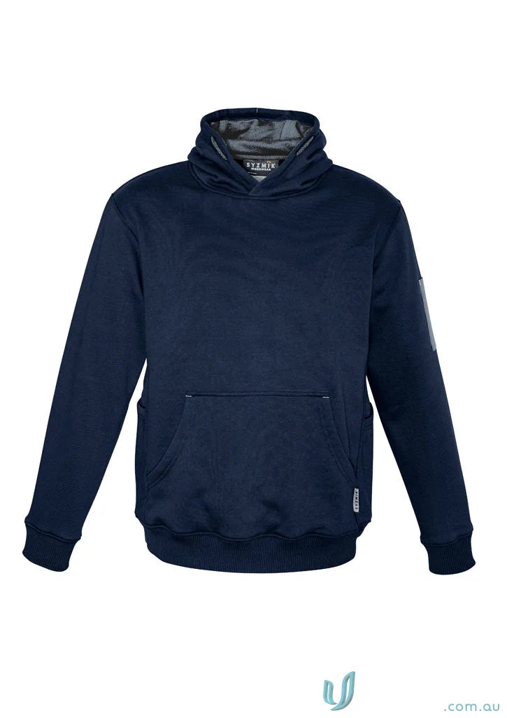 Navy blue Syzmik Multi-Pocket Hoodie with reinforced stress points and soft fleece lining