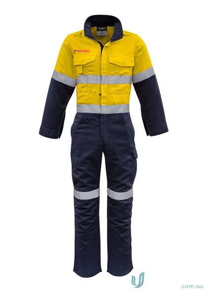 Two-tone reflective safety coverall from Syzmic’s men’s orange hoop taped ZC525 for all-day comfort