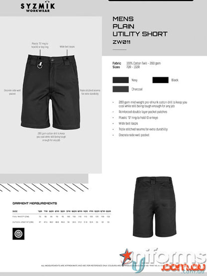 Men’s plain utility shorts from Syzmik Men’s Plain Utility Shorts collection