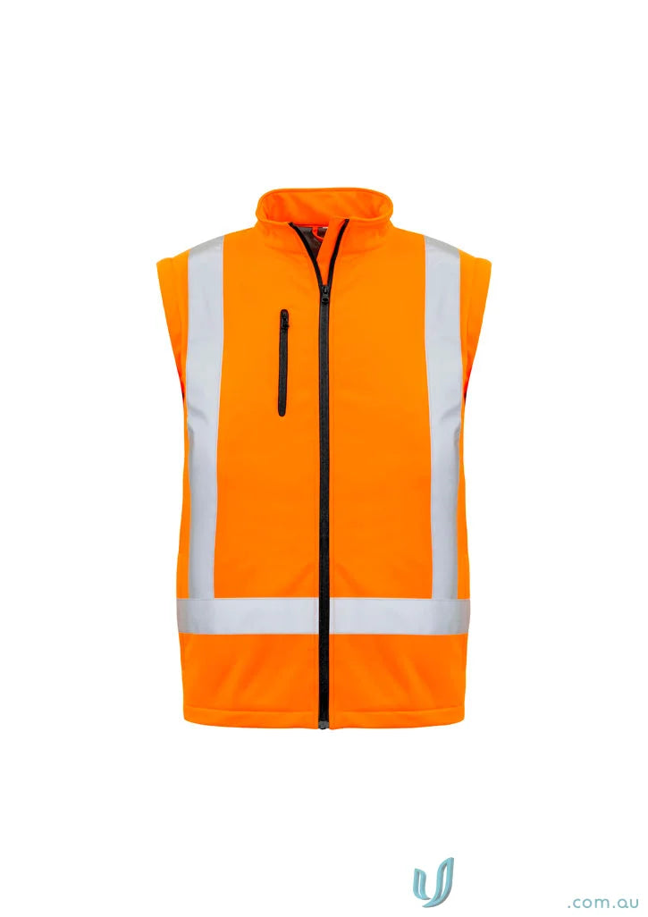 Orange high-vis safety vest on Syzmic RAIL BioMotion softshell jacket zj680 for work environment