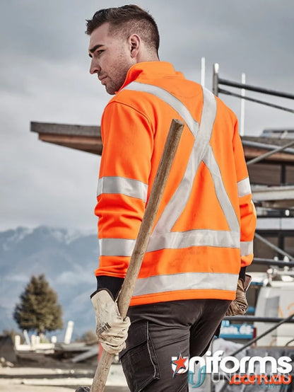 Orange Syzmik Unisex Rail Jumper ZT660 with reflective stripes and ribbed elastic cuffs