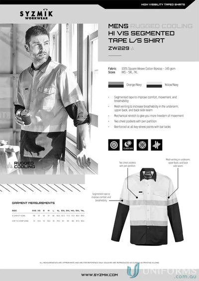 Syzmic men’s rugged hi-vis work shirt with segmented tape for tough jobs
