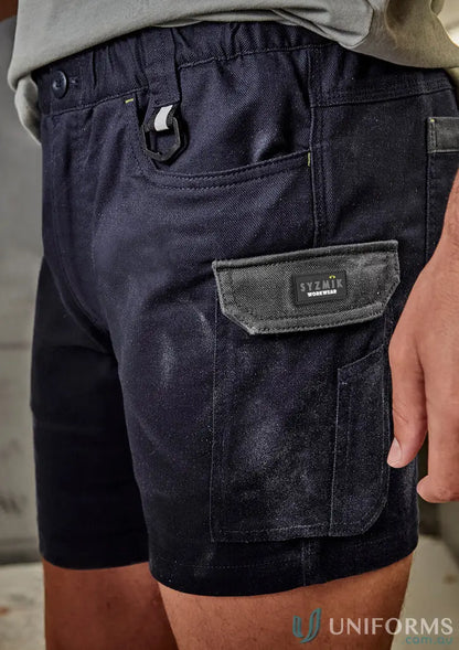 Navy work shorts with cargo pocket from Syzmic Rugged Cooling Stretch Shorts collection