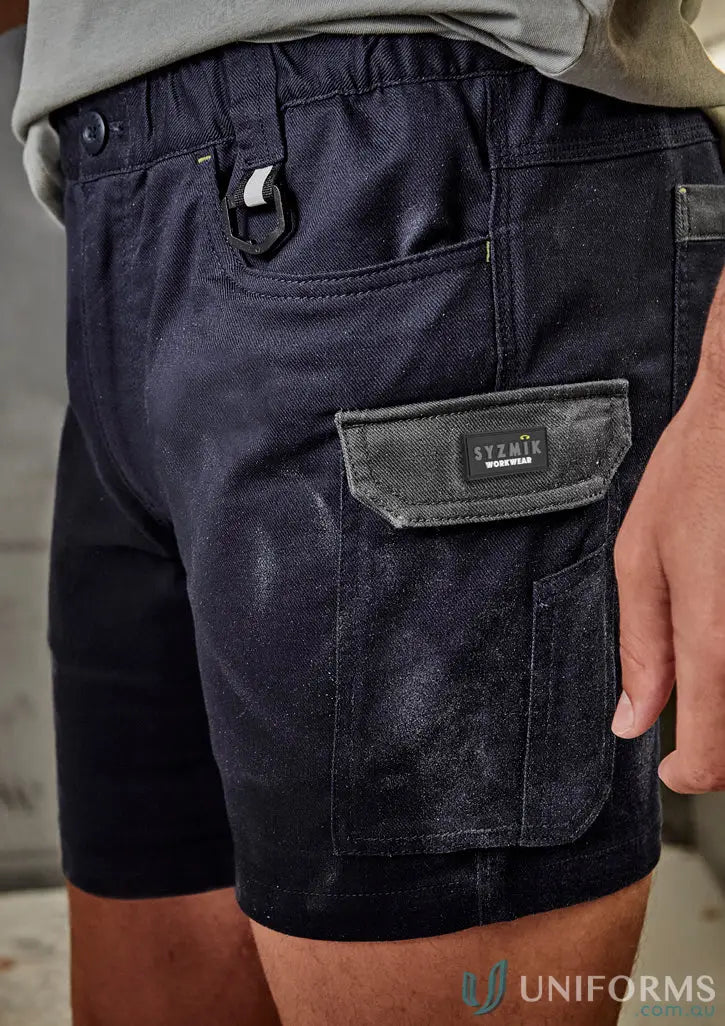 Navy work shorts with cargo pocket from Syzmic Rugged Cooling Stretch Shorts collection