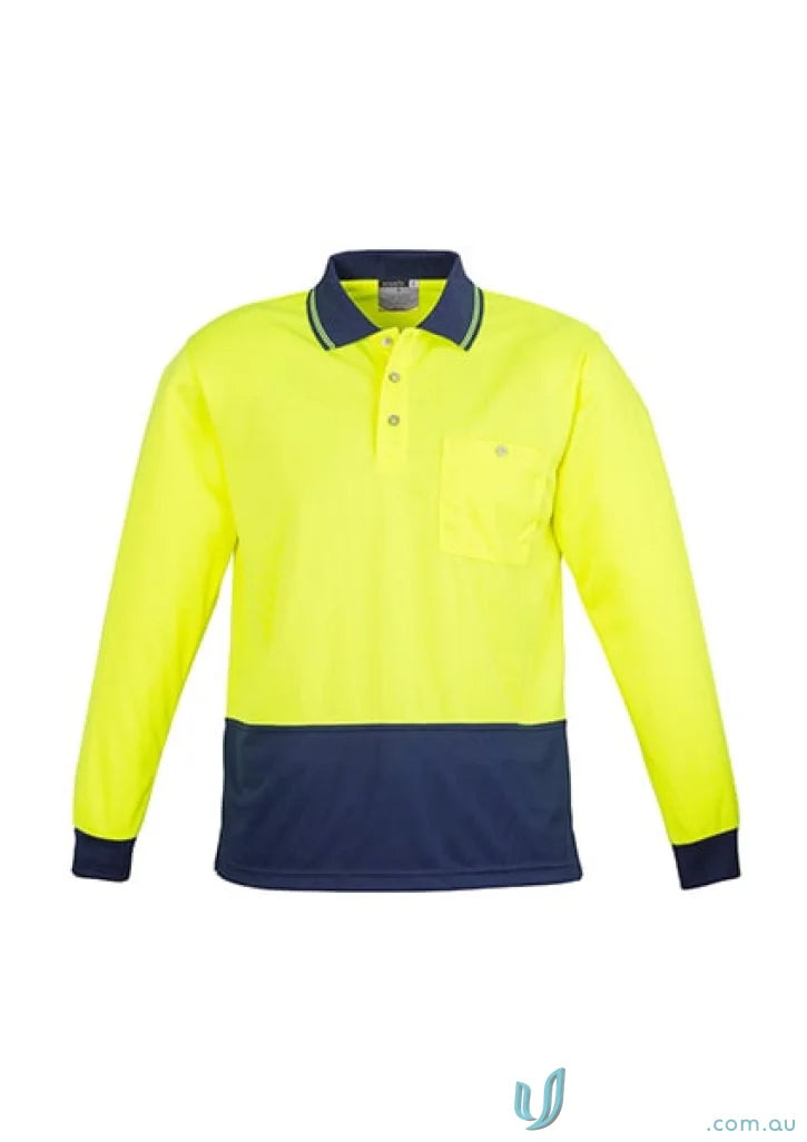 Syzmic Safety Sliced LS Polo long sleeve polo in two-tone design, unisex fit