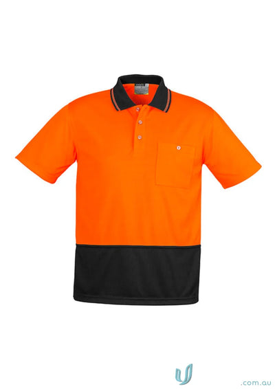Orange and black short sleeve polo shirt from Syzmic Safety Splice SS Polo line