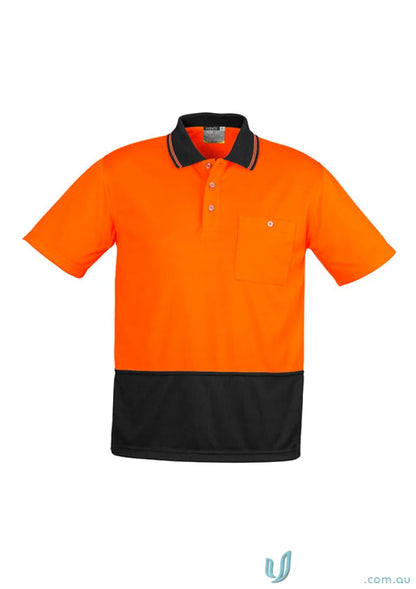 Orange and black short sleeve polo shirt from Syzmic Safety Splice SS Polo line