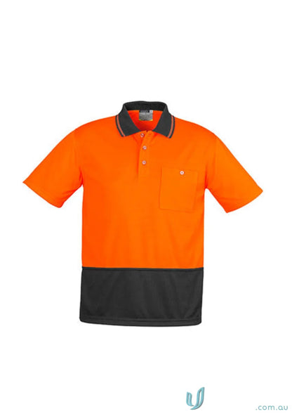 Orange and black short sleeve polo shirt from Syzmic Safety Splice SS Polo line