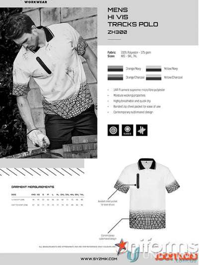 Mens hi-vis short sleeve polo shirt from Syzmic Mens collection, style SS Polo Zh300