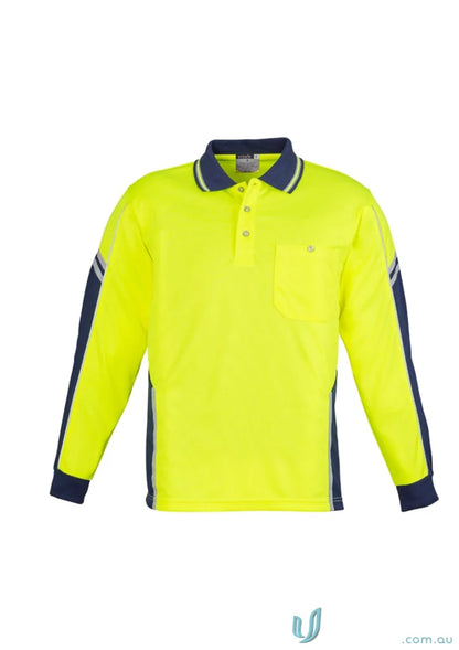 Syzmic Squad Safety LS Polo long sleeve stay visible navy accents sleeve polo zh238