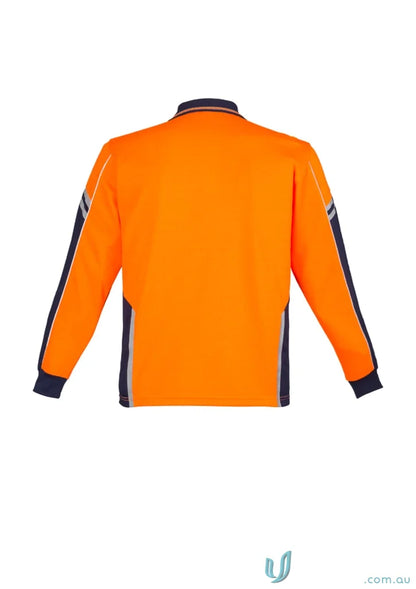Orange and navy squad long sleeve polo zh238 for staying visible at work