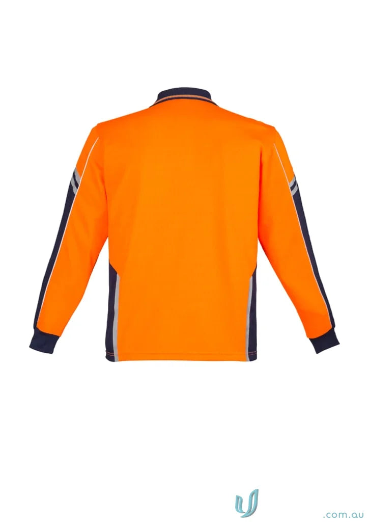 Orange and navy squad long sleeve polo zh238 for staying visible at work