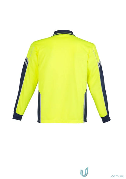 Yellow and navy squad long sleeve polo SZH238 for staying visible on the job