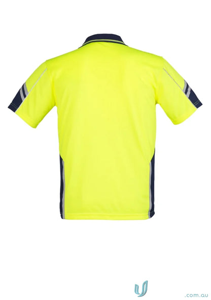 Yellow and navy Syzmic Squad Safety SS Polo shirt with short sleeves for VIS Squad Short
