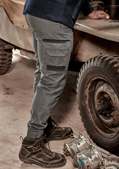 Gray Syzmic Streetworx Heritage Pant featuring pockets and a triple-stitched crotch panel