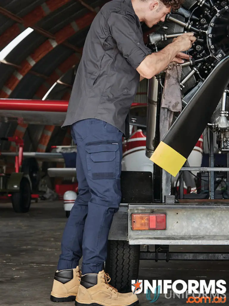 Navy work pants from Syzmic Streetworx Heritage Pant with triple-stitched crotch panel