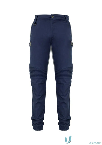 Navy blue Syzmik Men’s Streetworx Stretch Pant with stretch pleating for comfort