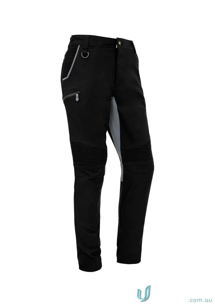 Syzmic Men’s Streetworx black stretch pants with knee padding, modern slim fit style