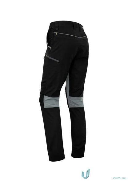 Black Syzmik Men’s Streetworx stretch pants with gray knee patches, modern slim fit style