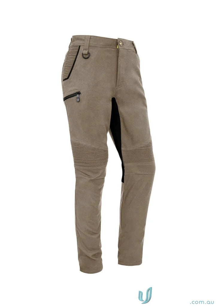 Khaki syzmik mens streetworx stretch pants with modern slim fit for a sleek look
