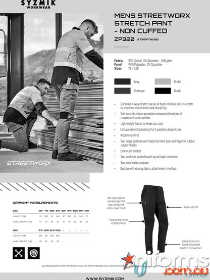 Syzmic Men’s Streetworx Stretch Pant Non Cuffed featuring modern slim fit for men