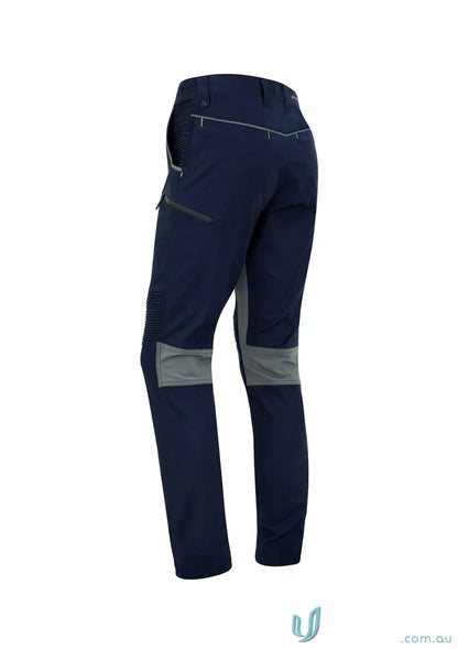 Navy blue syzmik men’s streetworx stretch pants with knee reinforcements and modern slim fit