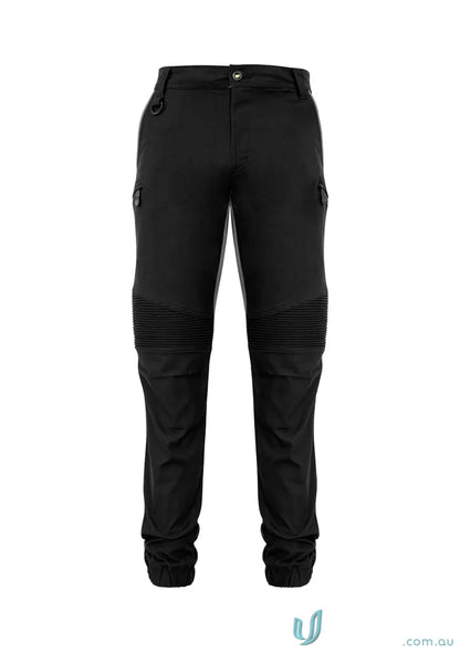 Black Moto-Style Cargo Pants from Syzmic Men’s Streetworx with Stretch Pleating