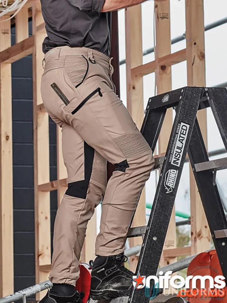 Tan work pants from Syzmik Men’s Streetworx Stretch Pant with stylish stretch pleating