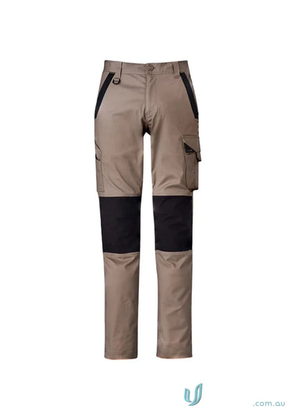 Beige and black Syzmik Streetworx Tough Pants showing durability meets ultimate toughness