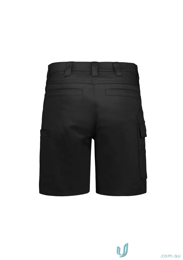 Black Symzyc Womens Essential Stretch Cargo Shorts with sun protection and flattering fit