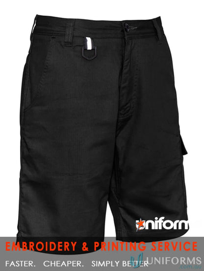 Black cargo shorts from Syzmik Women’s Rugged Cooling Vented Shorts product shot