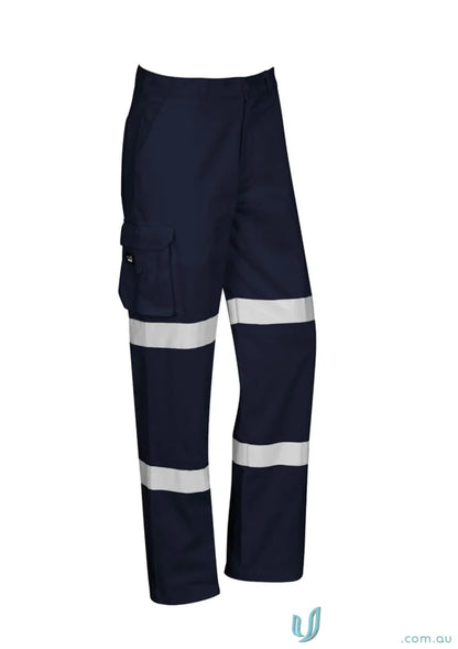 Navy blue Syzmik Men’s Bio Motion Taped Pant with reflective stripes for safety