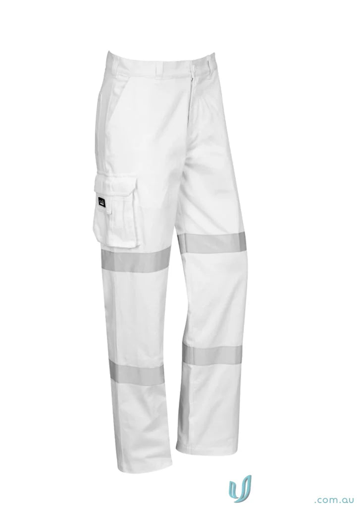White work pants with reflective stripes from Syzmik Men’s Bio Motion Taped Pants