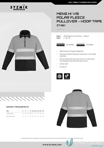 Men’s hi-vis night fleece jumper hooped from Syzmik Day Night series for visibility