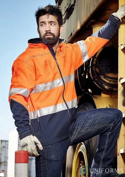 Orange and navy Syzmik Day/Night Soft Shell Jacket with waterproof zips and 000mm waterproof rating