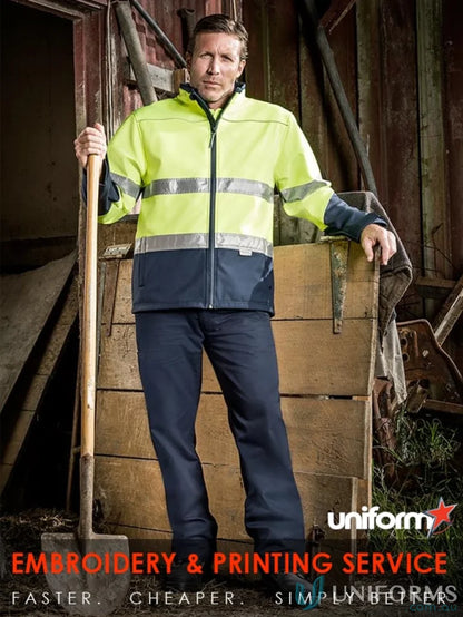 High-visibility Syzmik Day/Night Soft Shell Jacket with waterproof zips and 000mm waterproof rating