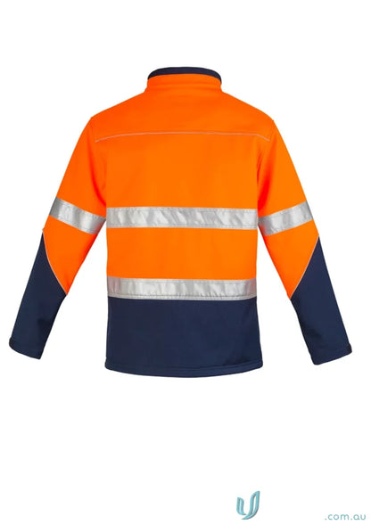 Orange and navy reflective safety jacket from Syzmik Day/Night Soft Shell Jacket with waterproof zips