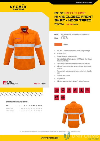 Construction worker wearing Syzmik Fire Armour zw134 fr shirt with taped built-in fr protection