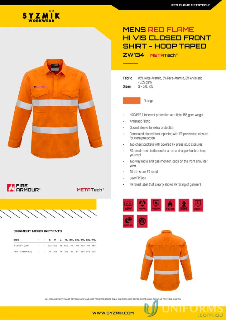 Construction worker wearing Syzmik Fire Armour zw134 fr shirt with taped built-in fr protection