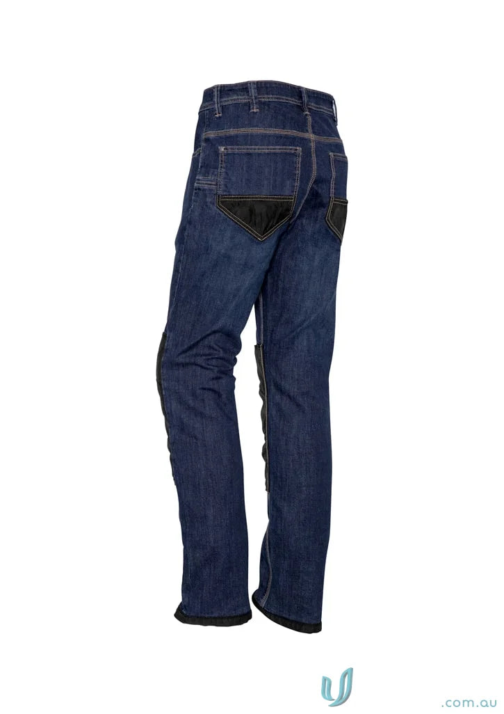 Dark blue Syzmik Heavy Duty Cordura Stretch Denim Jeans with black accents for durability