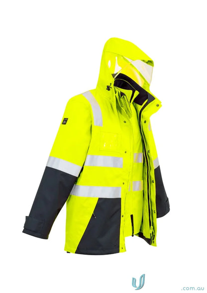 Syzmik men’s HiVis waterproof jacket zj532 in yellow and black for safe workwear