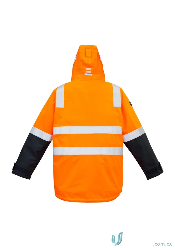Orange and black Syzmik Men’s HiVis 4in1 Waterproof Jacket ZJ532, waterproof jacket ZJ532