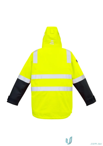 Yellow and black Syzmik men’s waterproof jacket zj532 for outdoor safety and style