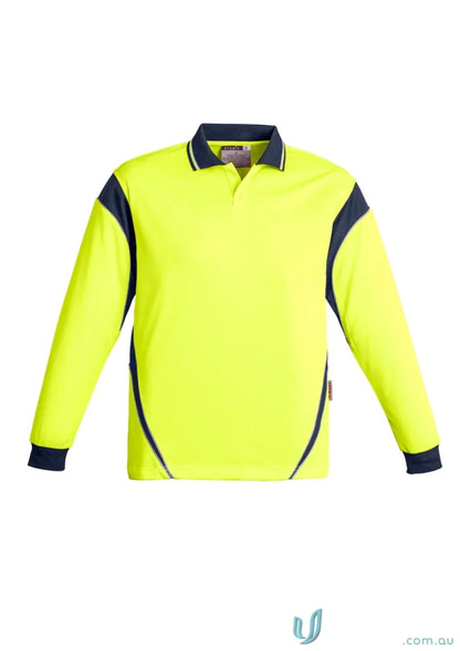 Syzmic Men’s Vis Aztec Long Sleeve HiVis Polo Shirt for safety and style